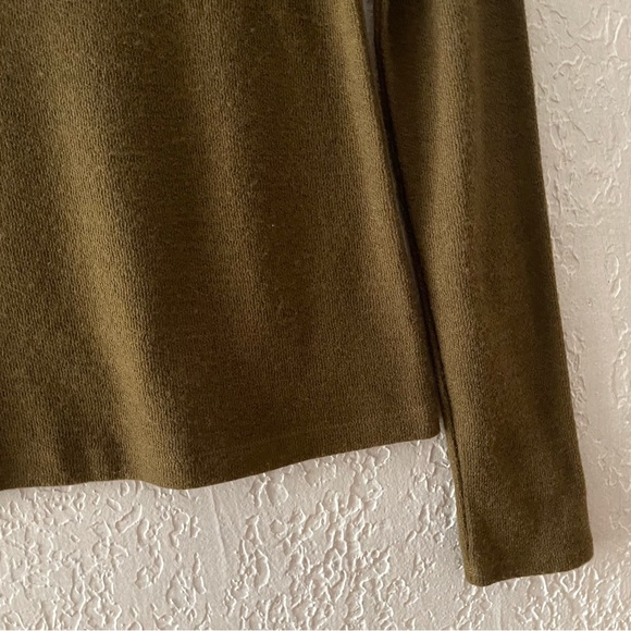 Vince Wool Blend T-Shirt Top Long Sleeve Crewneck Knit Layering Pullover Green - Picture 6 of 8